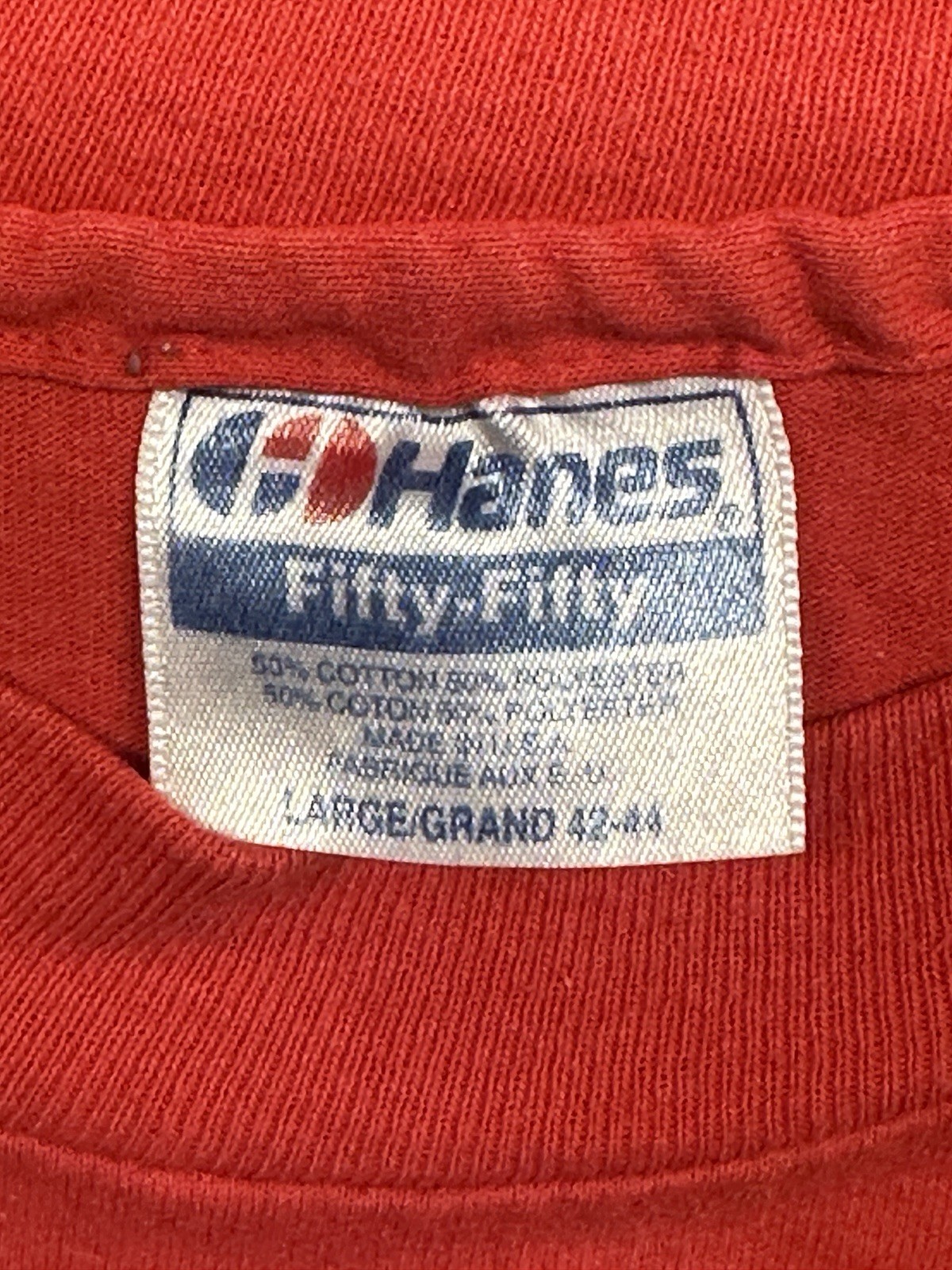 Vintage 80’s Vermont Hanes Tee Shirt Men’s Large Fifty Fifty 1989 Single Stitch