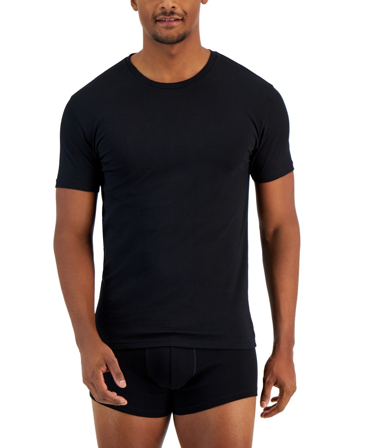 Alfani Men&rsquo;s 4-Pk. Slim-Fit Solid Cotton Undershirts Deep Black M