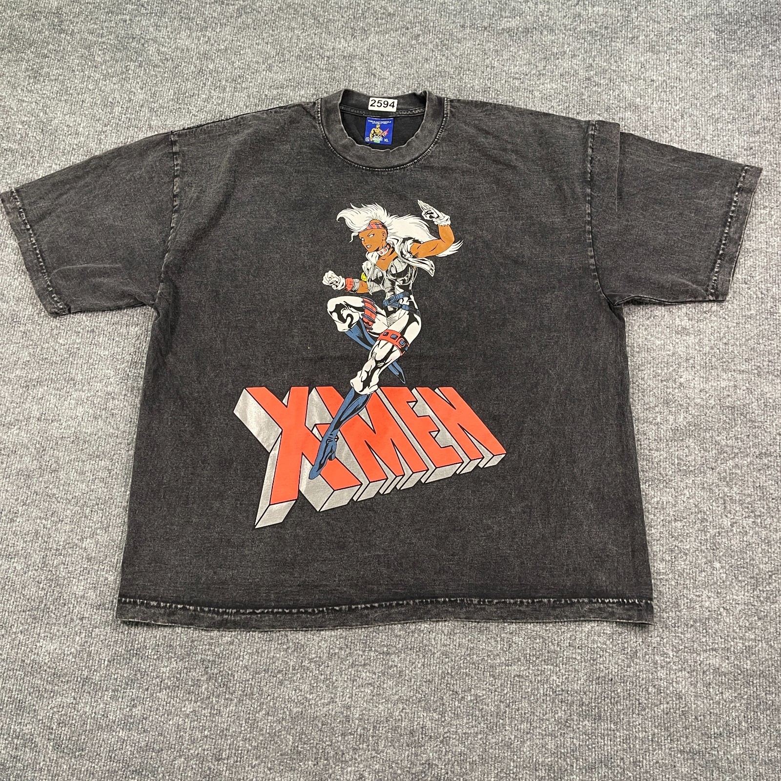 Vintage-Rush Storm Anime Art X-Men Shirt XL 25×26 Faded Acid Wash Black NWOT