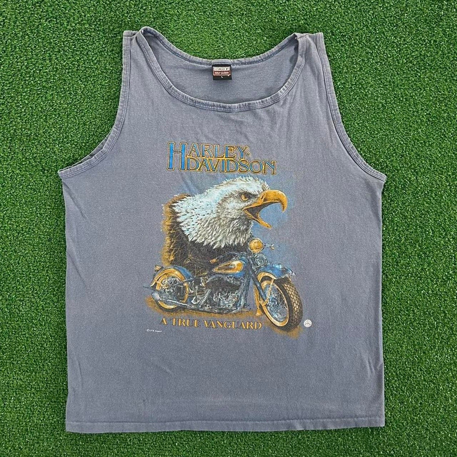 Vintage 90s Harley Davidson A True Vanguard Eagle Graphic Tank Top