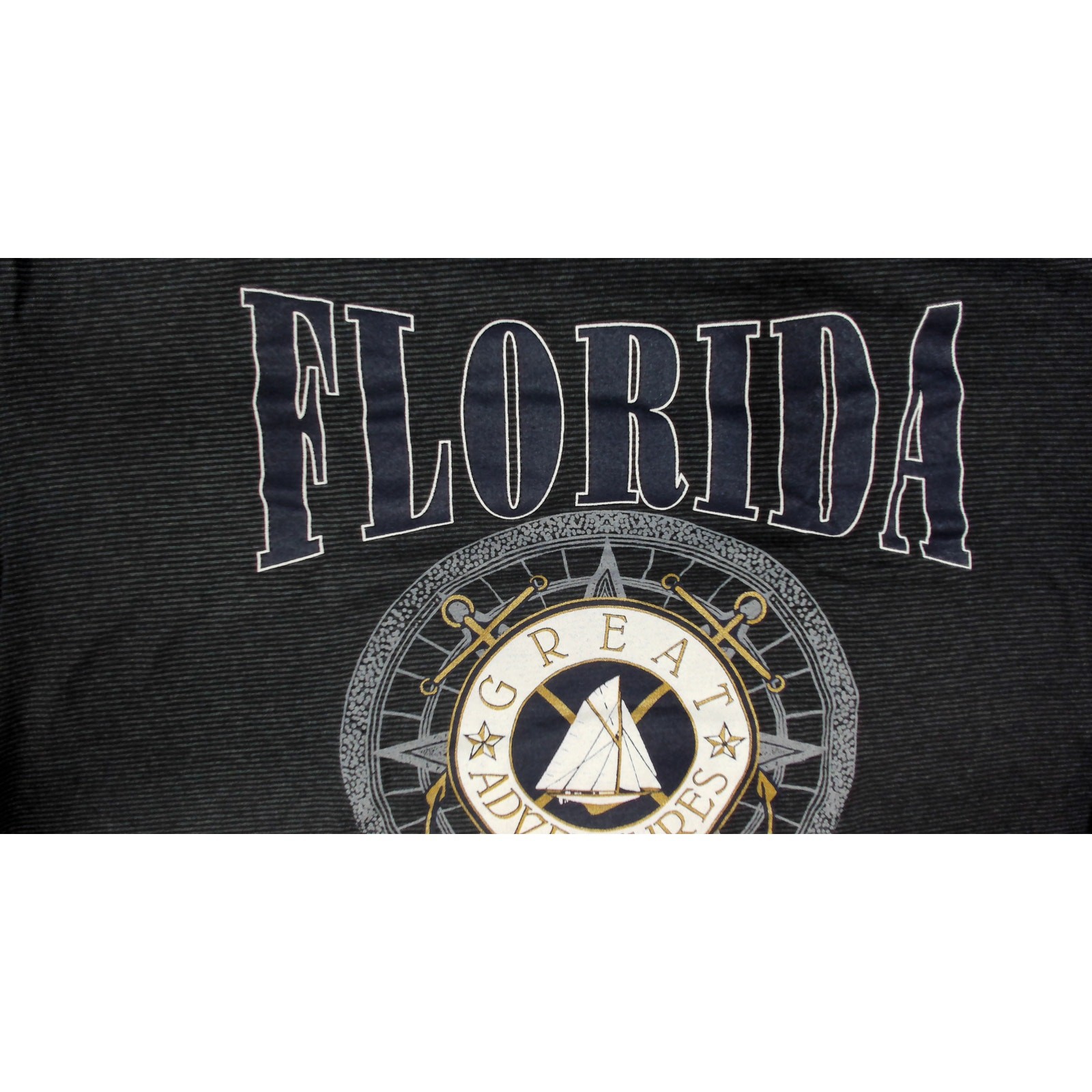 90s Florida Sailboat Nautical Micro Stripe T-Shirt Mens XL Stanley Michaels