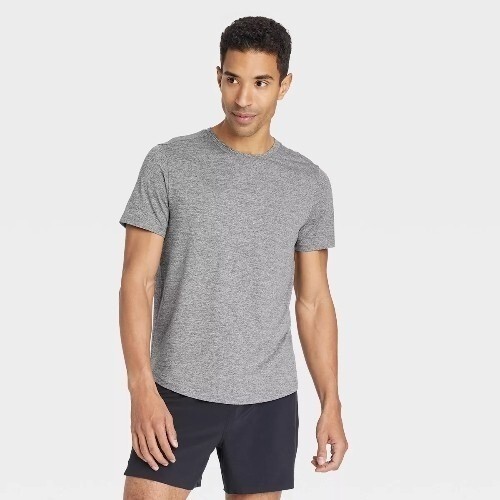 Mens Gray Short Sleeve Soft Stretch T-Shirt – All In Motion Size Small