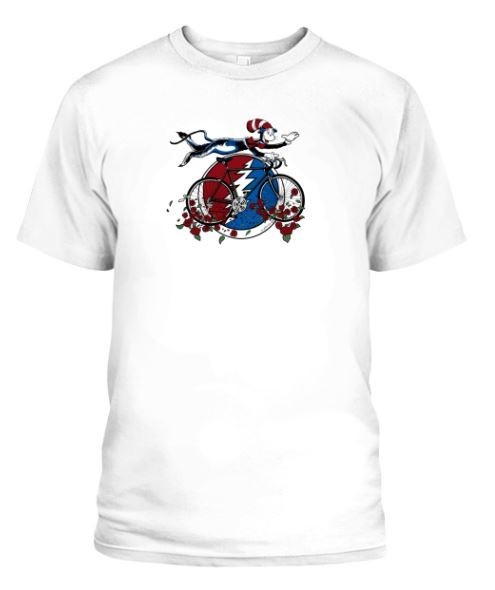 Vintage Grateful Dead Cat in the‎ Hat Bike Roses 1994 T-Shirt White BTH366