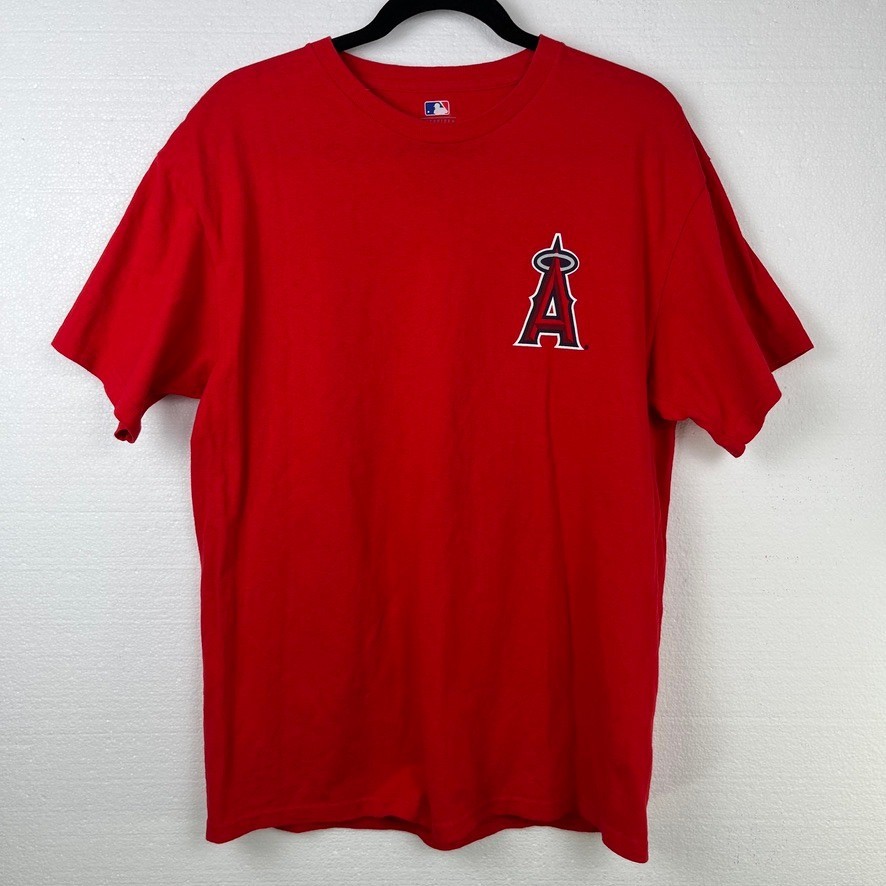 MLB T-Shirt Mens Large Red Josh Hamilton #32 Los Angeles Angels
