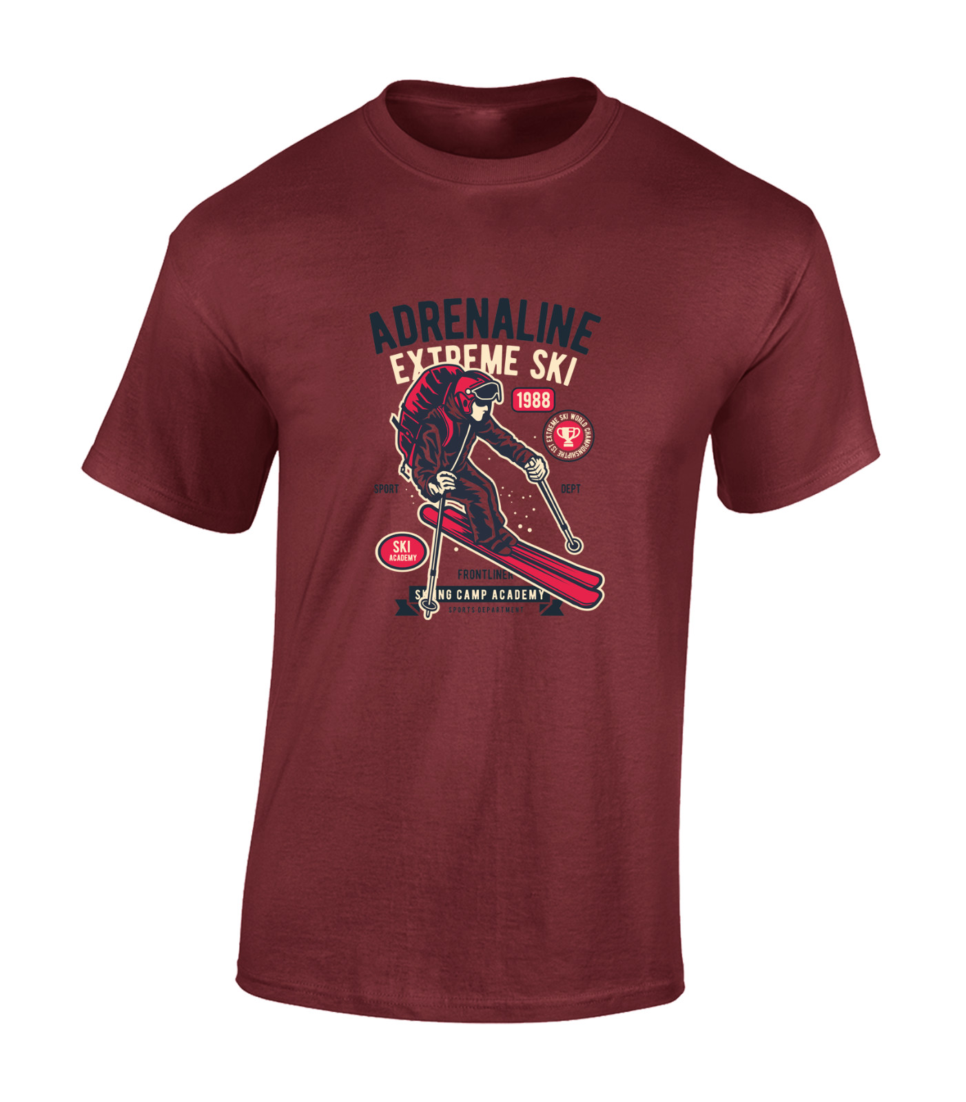 ADRENALINE EXTREME SKI MENS T SHIRT SKIING DESIGN COOL HOLIDAY CLOTHING GIFT TOP