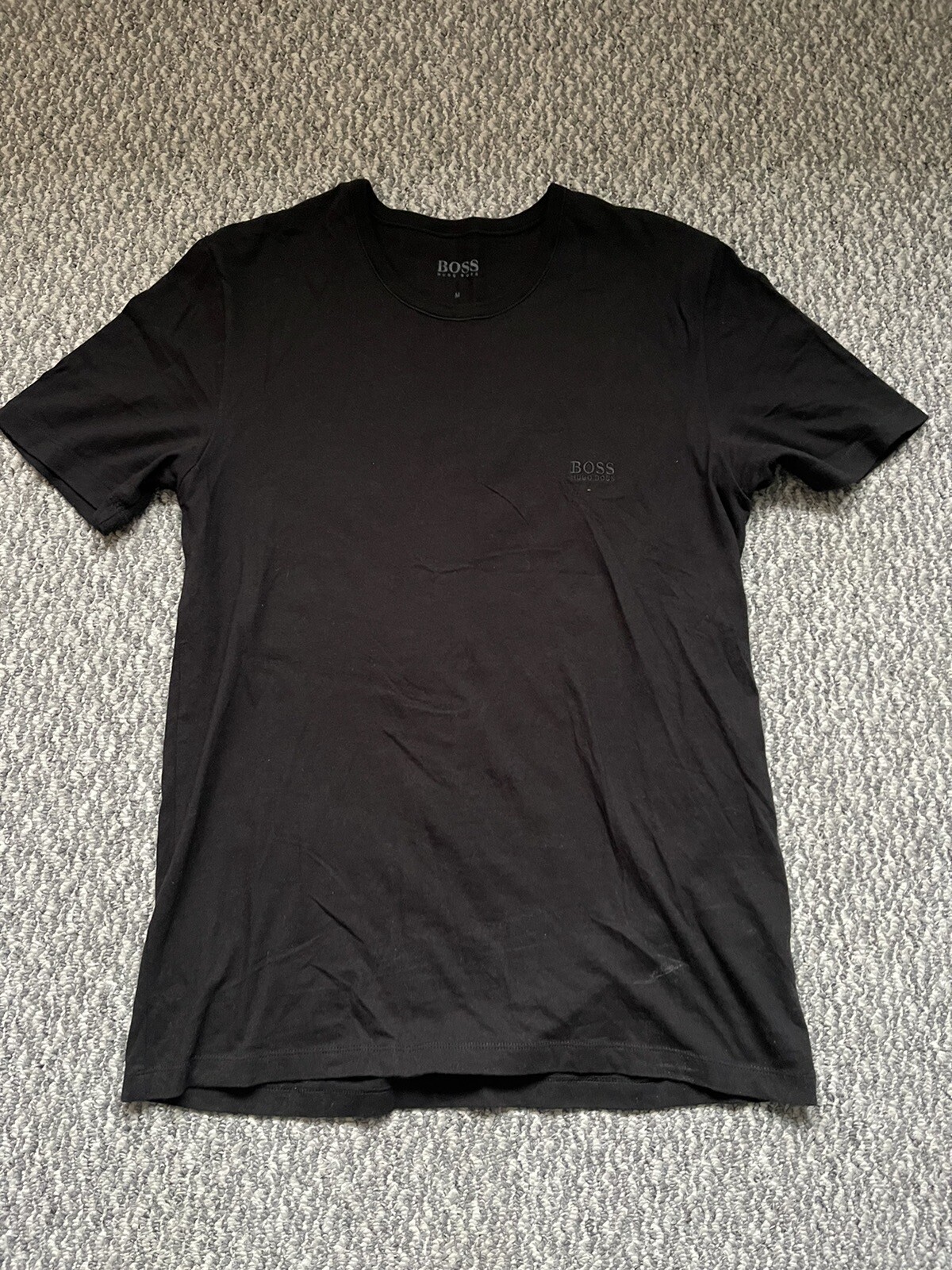 Hugo Boss T-Shirt Mens Size Medium Black Crew Neck Stretch Classic Holiday (G22)