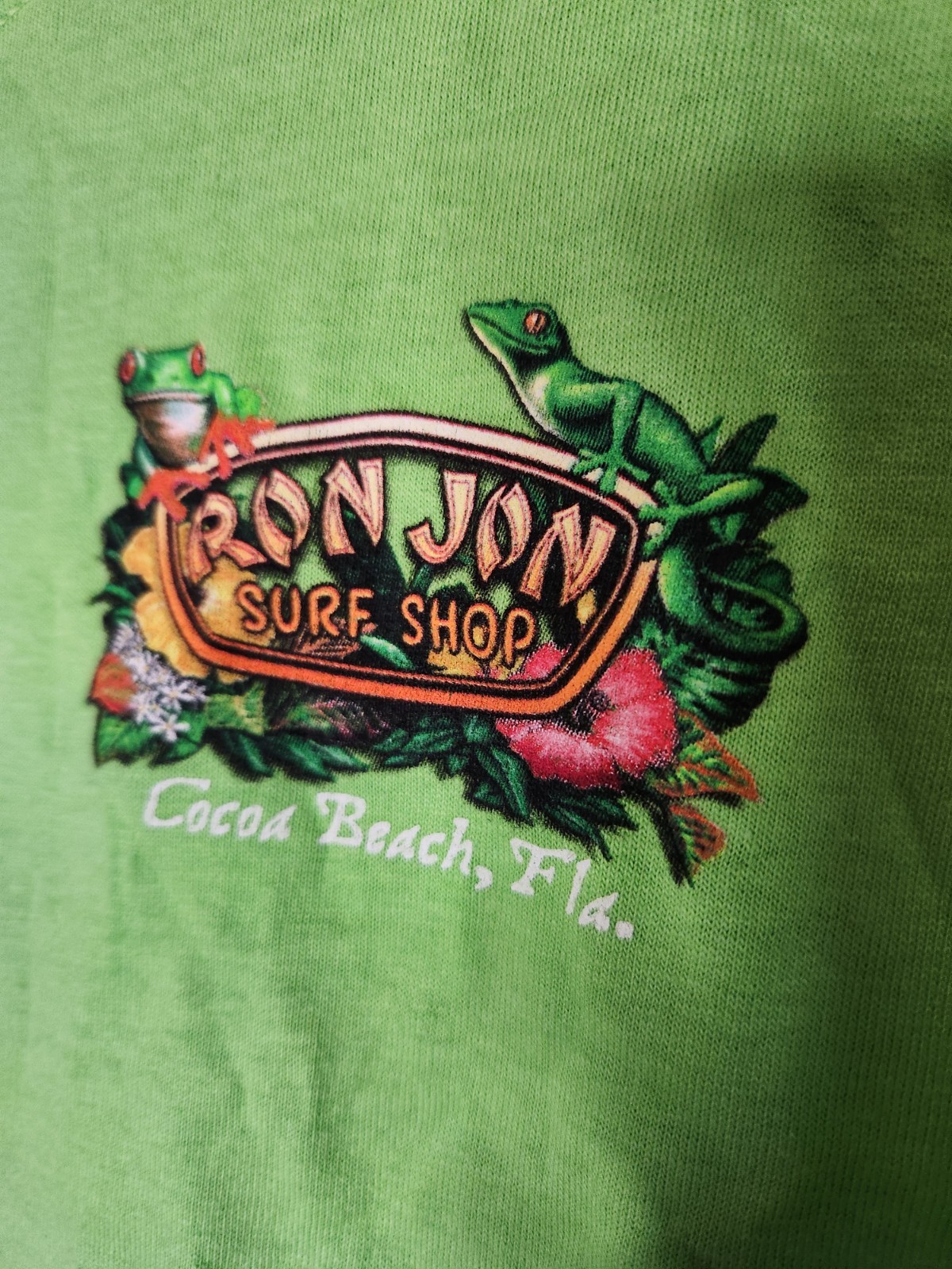 NWT Ron Jon Surf Shop Green Cocoa Beach Florida Tropical Shirt Size M