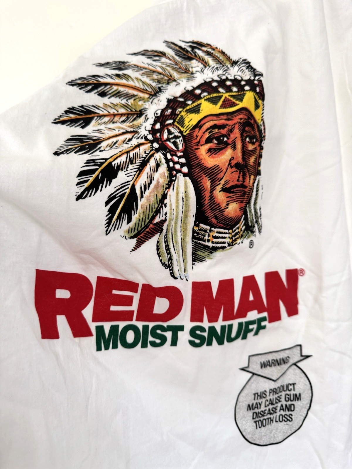 NOS Vintage 90s RED MAN Moist Snuff T-SHIRT Indian TOBACCO Tee SINGLE Stitch XL