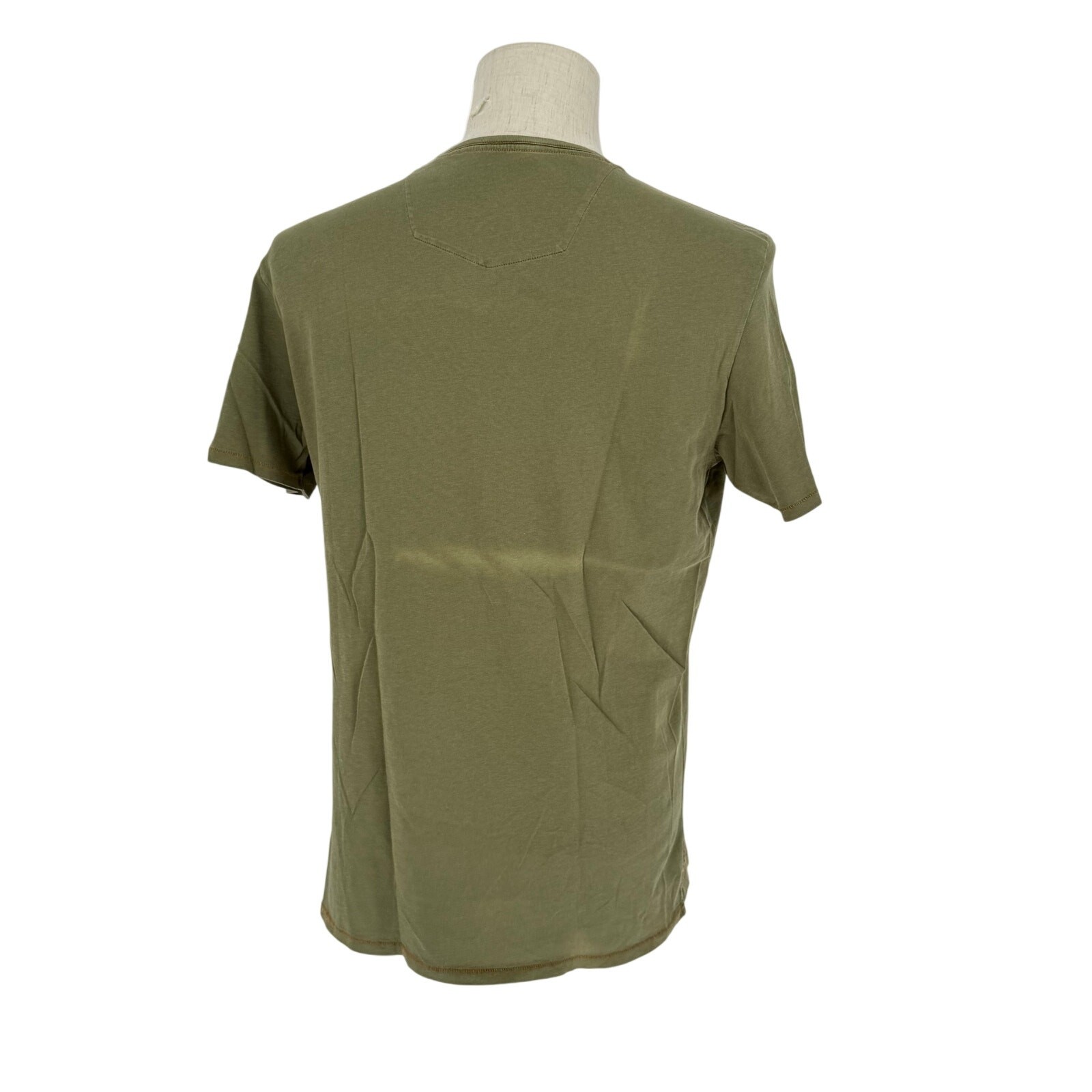 Robert Graham Casual Short Sleeve V-Neck T Shirt Solid Olive Green SUN DAMAGE M