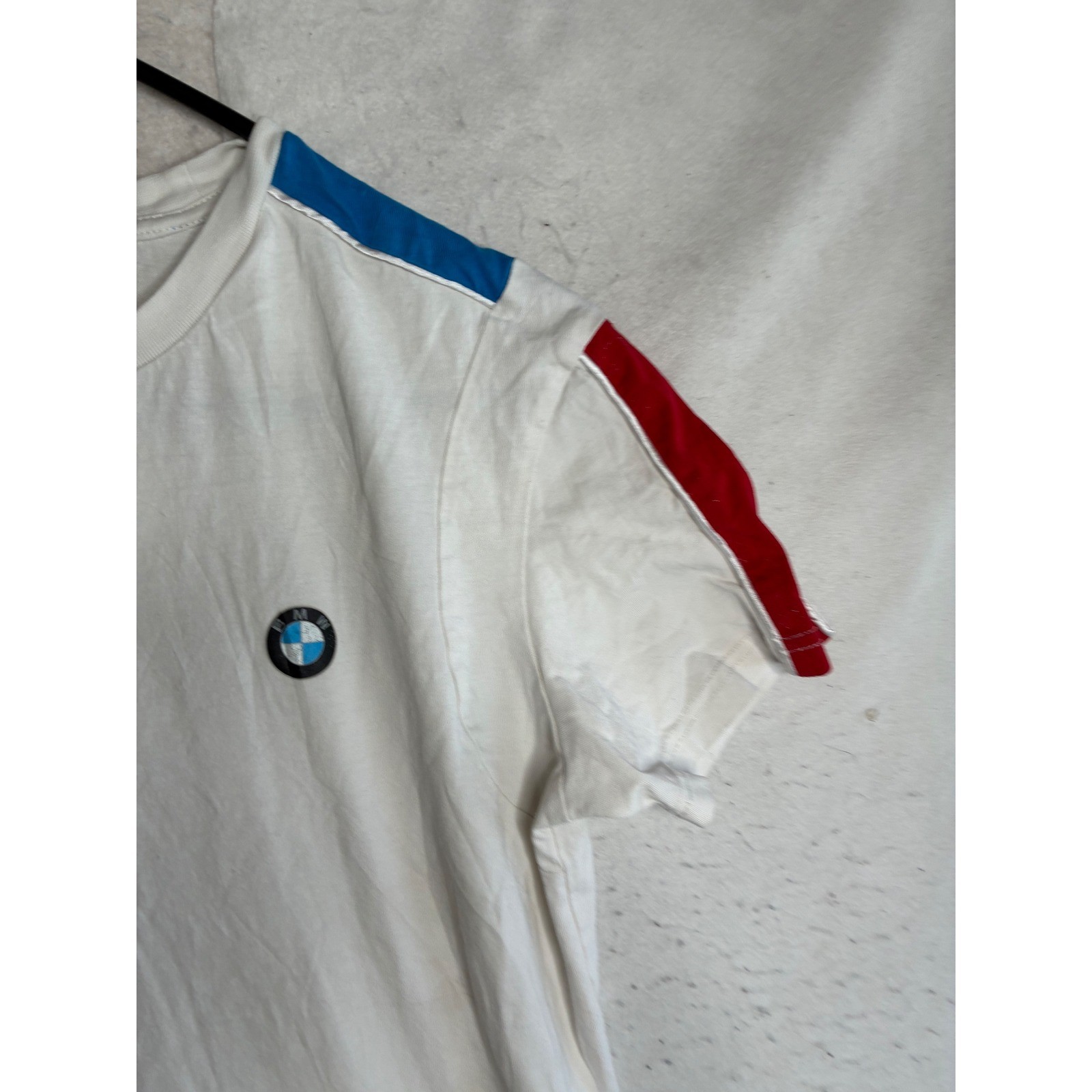 Puma BMW M Motorsport T-Shirt Mens Small White Racing Stripe Logo Tee