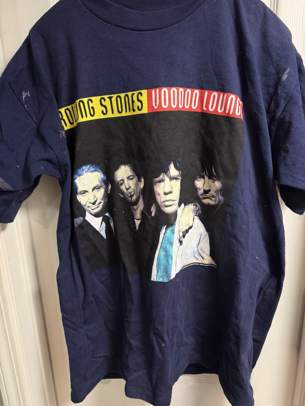 Rolling Stones Voodoo Lounge 1994 Tour Vintage T-Shirt Size XL Brockum Navy Blue