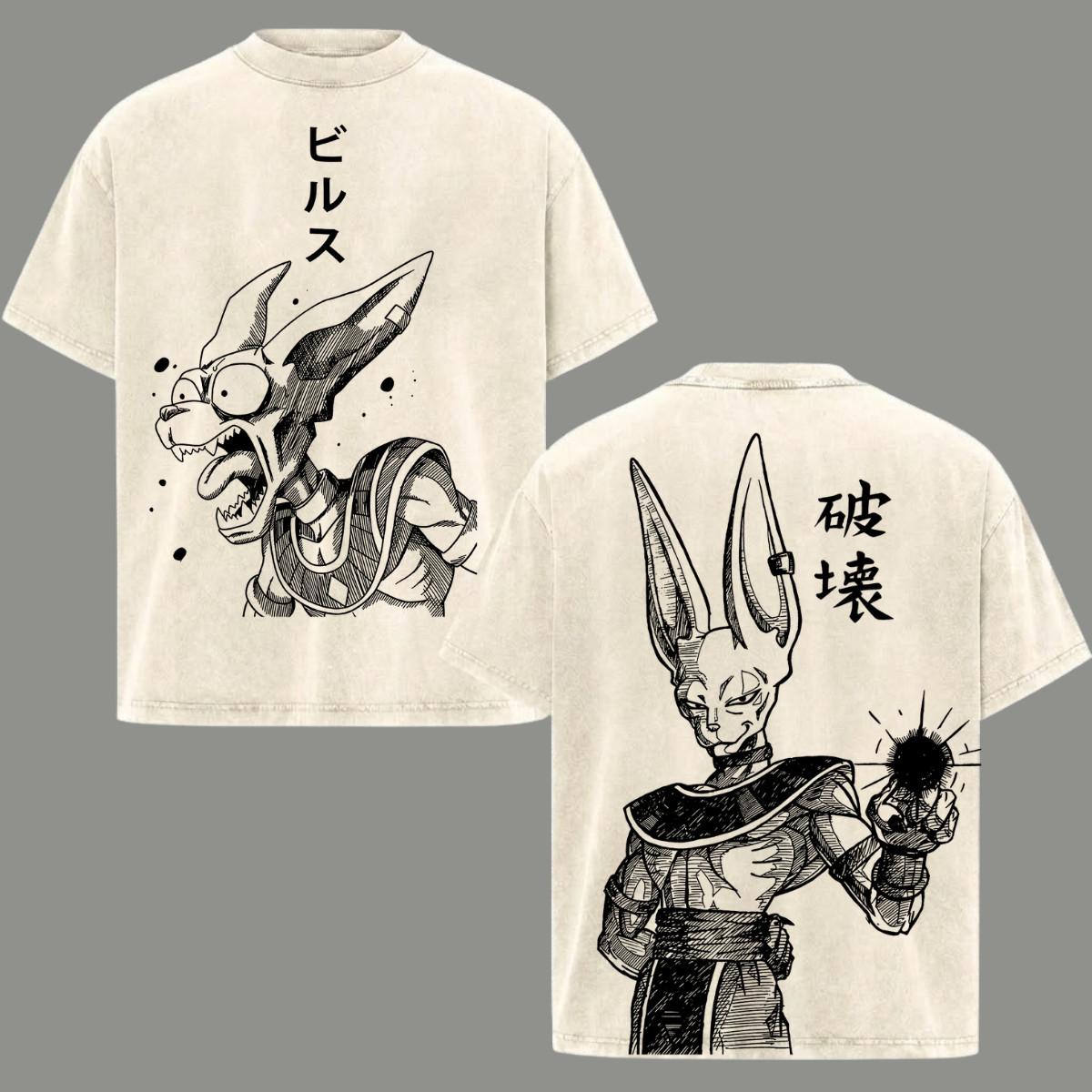 Beerus Acid Washed T-Shirt Anime Graphic Tee Men&rsquo;s Clothing Top Gift For Him