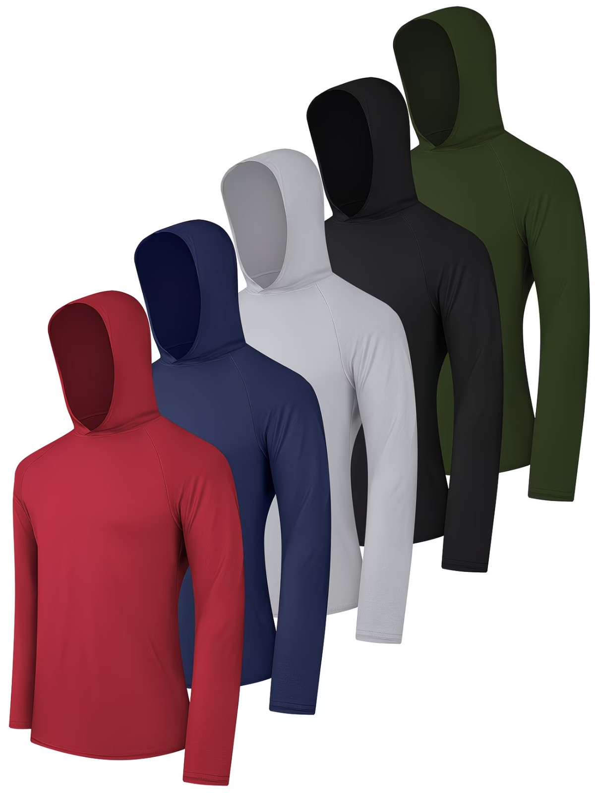 5 Unidades de camisetas manga larga con capucha para hombres para ir de pezca