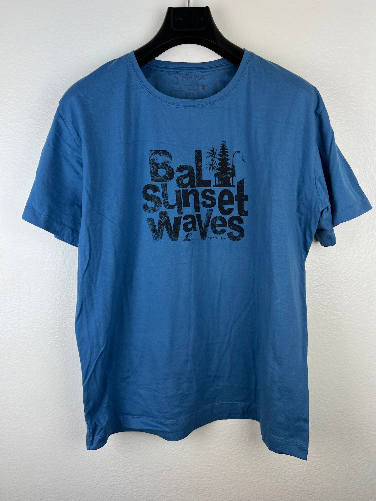 Bali Sunset Waves Shirt Mens 2XL Blue Graphic Crew Neck Short Sleeve Stretch