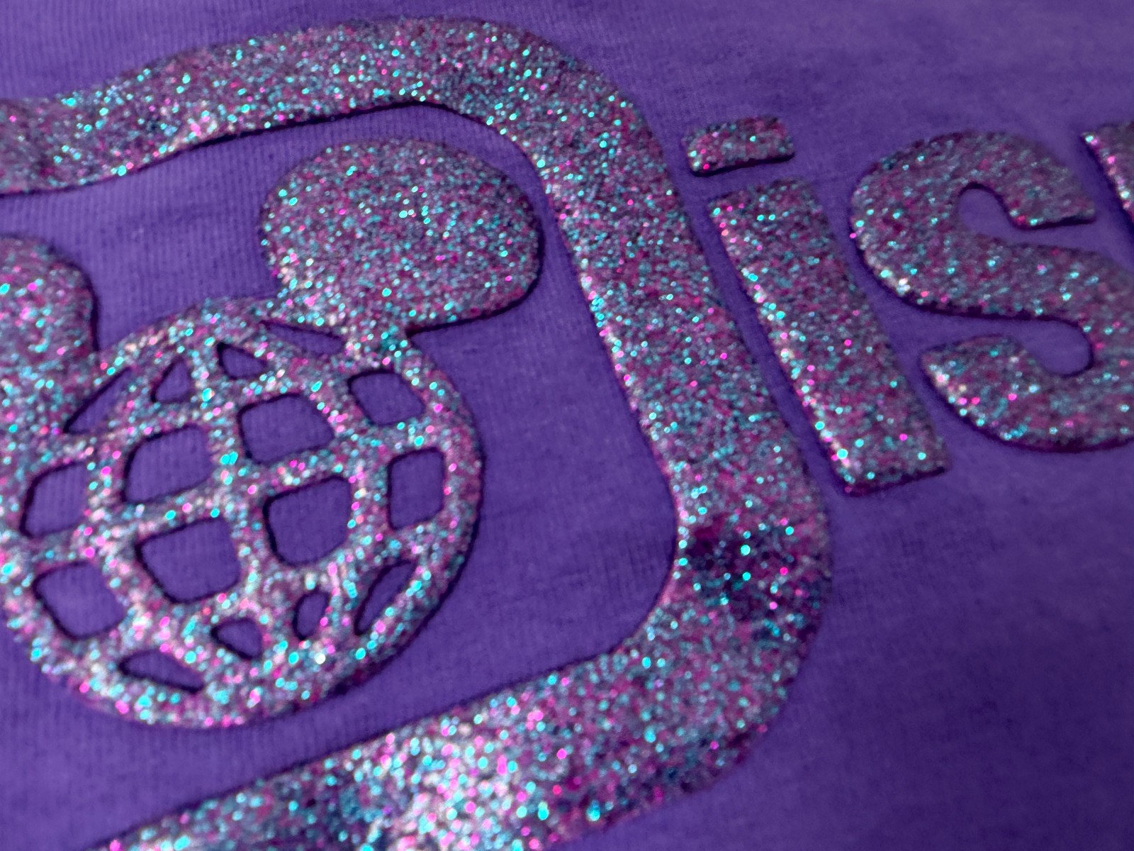 Walt Disney World Spirit Jersey Large Minimalist Mickey Glitter Spellout Purple