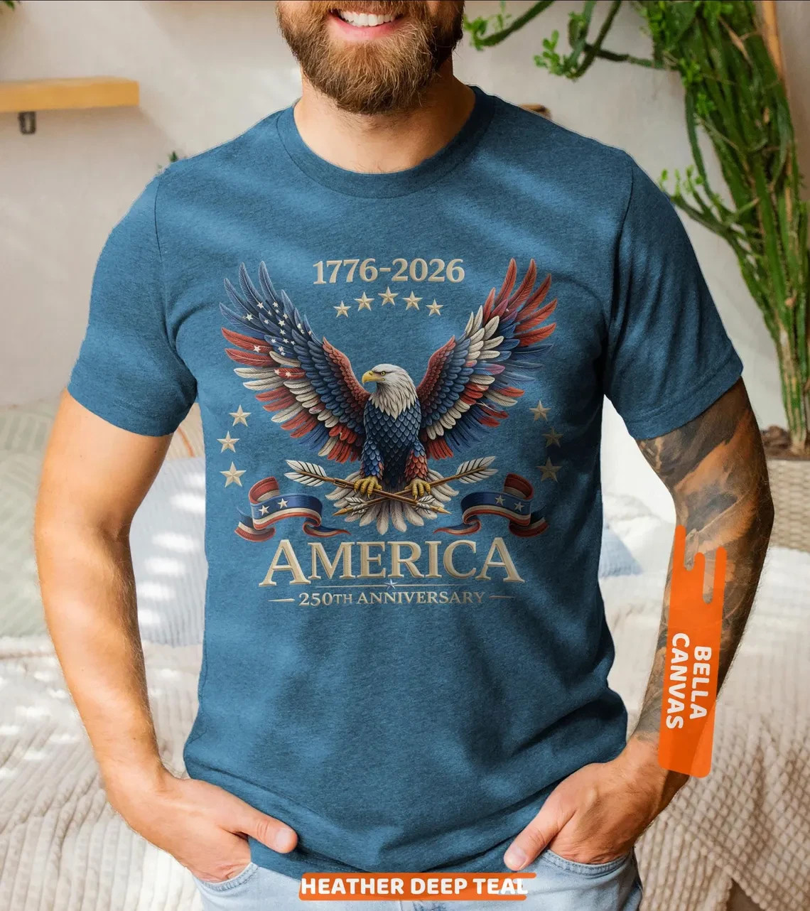 1776-2026 America 250 Years Patriotic Bald Eagle Independence Day T-Shirt