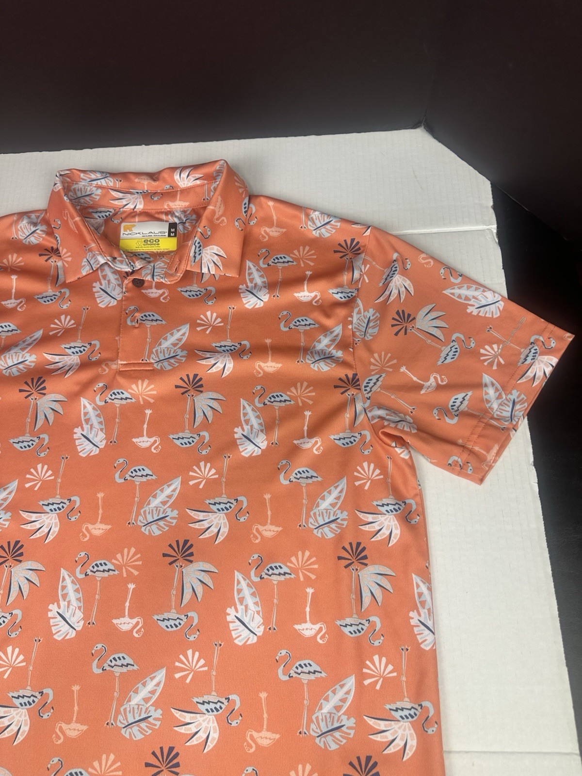 Jack Nicklaus Polo Shirt Men&rsquo;s Orange Flamingo Short Sleeve Size M