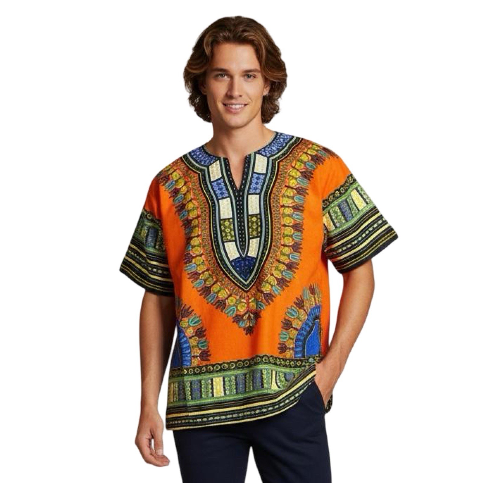 #1 Best Quality Unisex African Bright Dashiki 100%Cotton Shirt Variety Colors.
