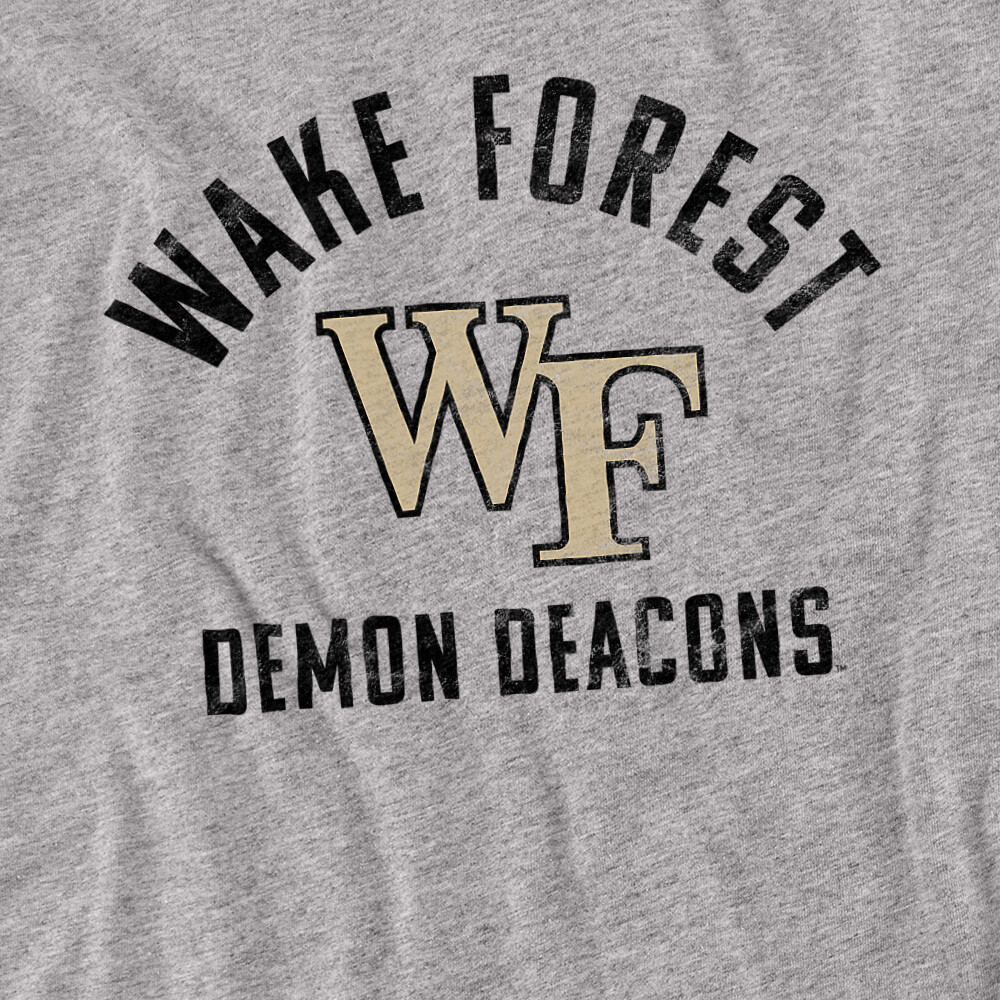 Wake Forest University Adult T-Shirt Demon Deacons Logo, Athletic Heather, S-5XL