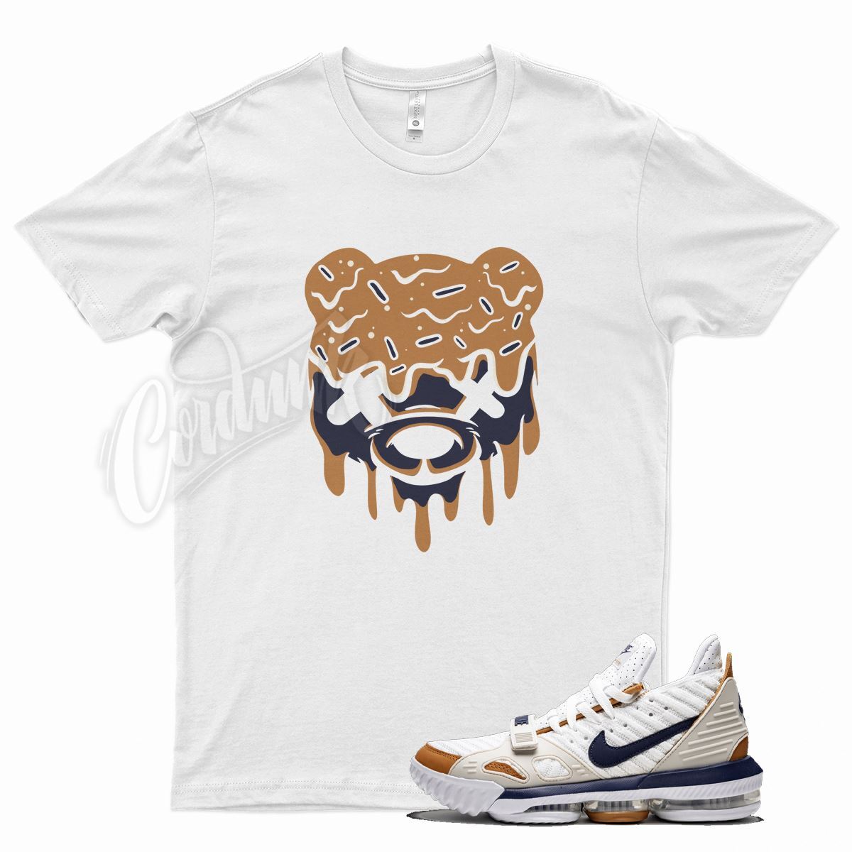 White DRIPPY T Shirt for N Lebron 16 Medicine Ball Midnight Navy Ginger