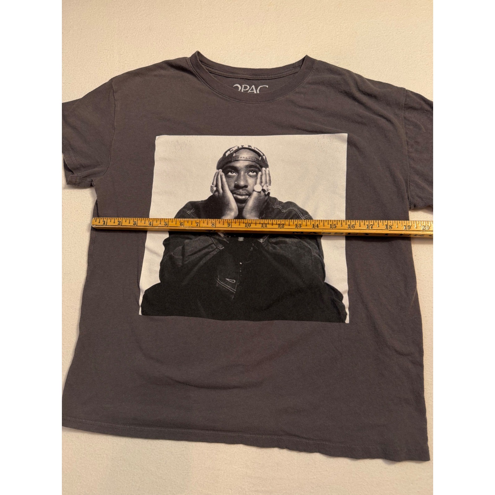 2Pac Tupac Shakur Graphic T-Shirt Charcoal Gray Mens Medium Rap Tee Hip Hop