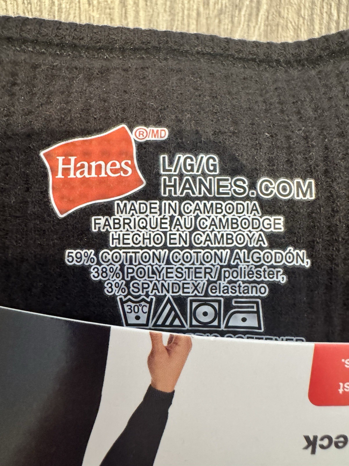 Hanes Premium Men’s Thermal Waffle Knit Baselayer Shirt Black Large NWT