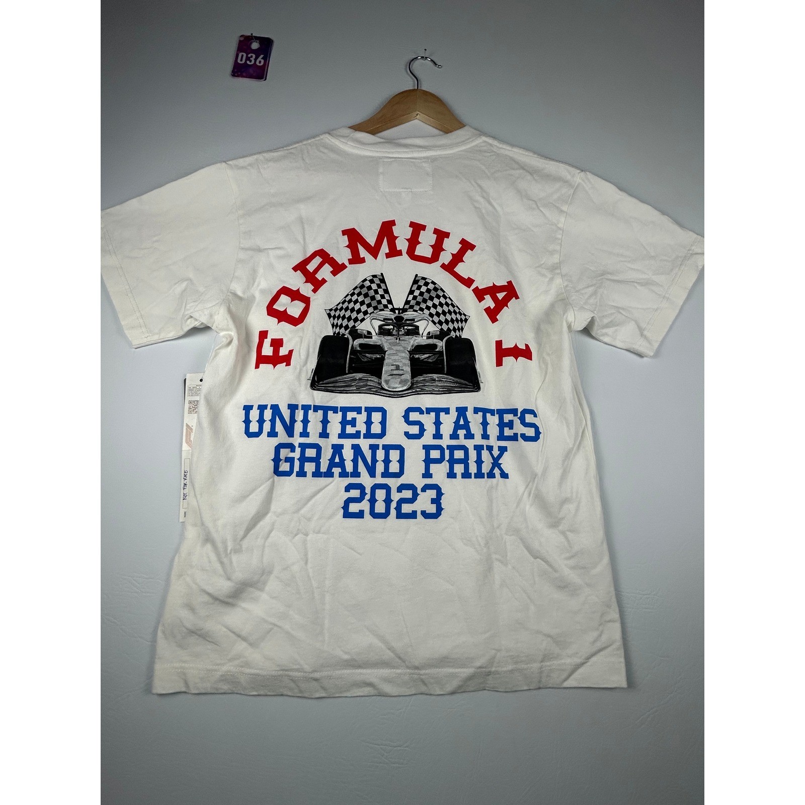 PacSun Mens Graphic T Shirt Small White Formula 1 US Grand Prix 2023 Racing NWT