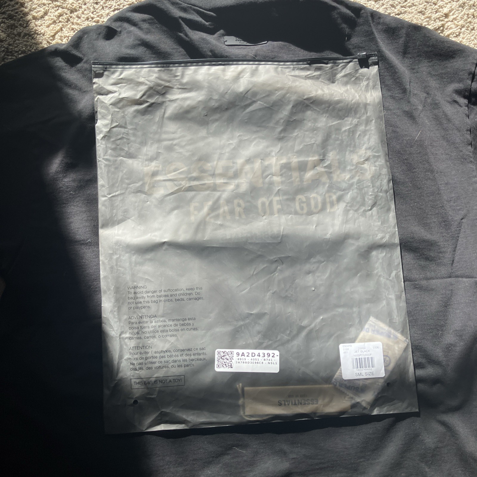 Essentials Jet Black T Shirt Size Small Brand New Never Worn