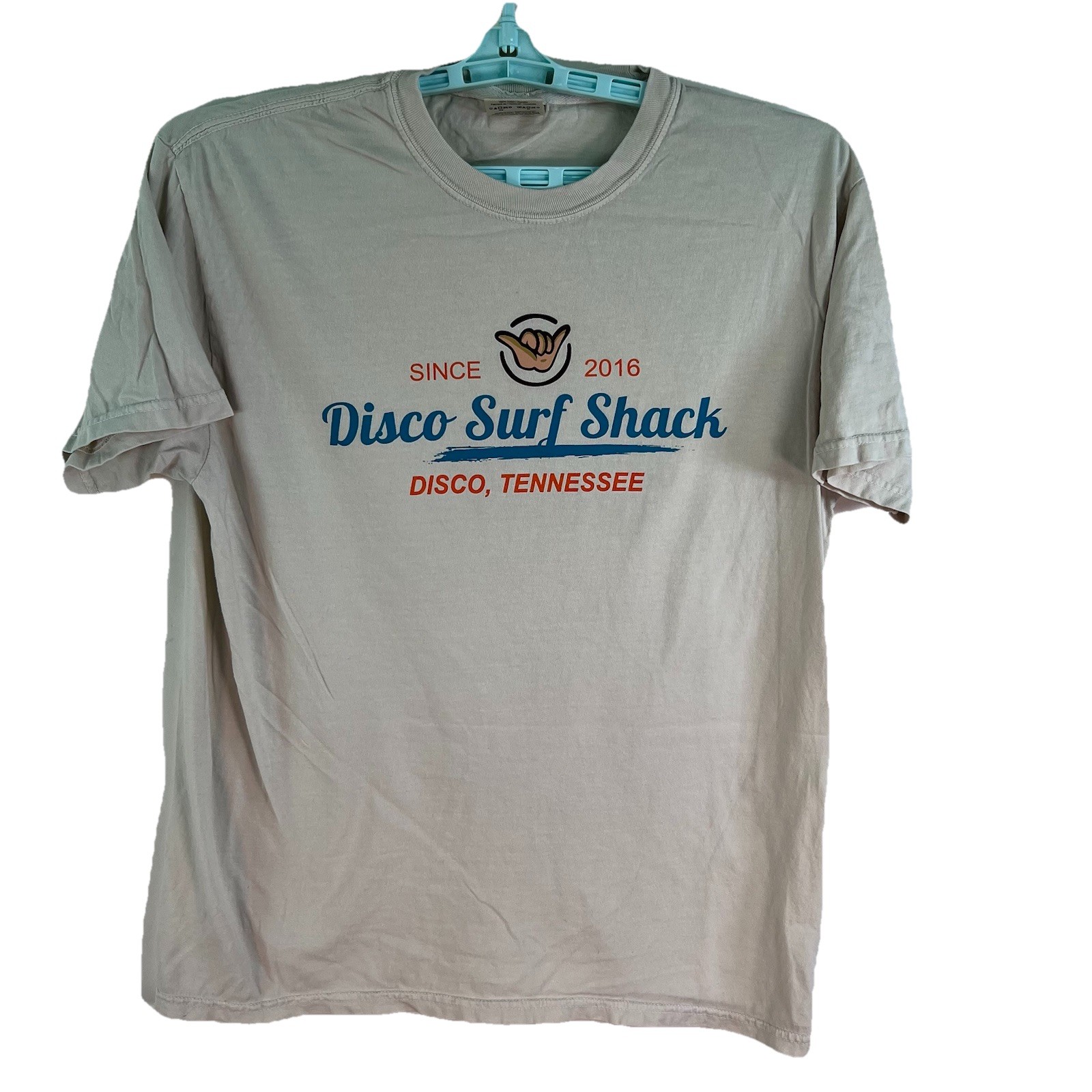 Disco Surf Shack TN T-Shirt Mens Size L Beige Comfort Colors Tag