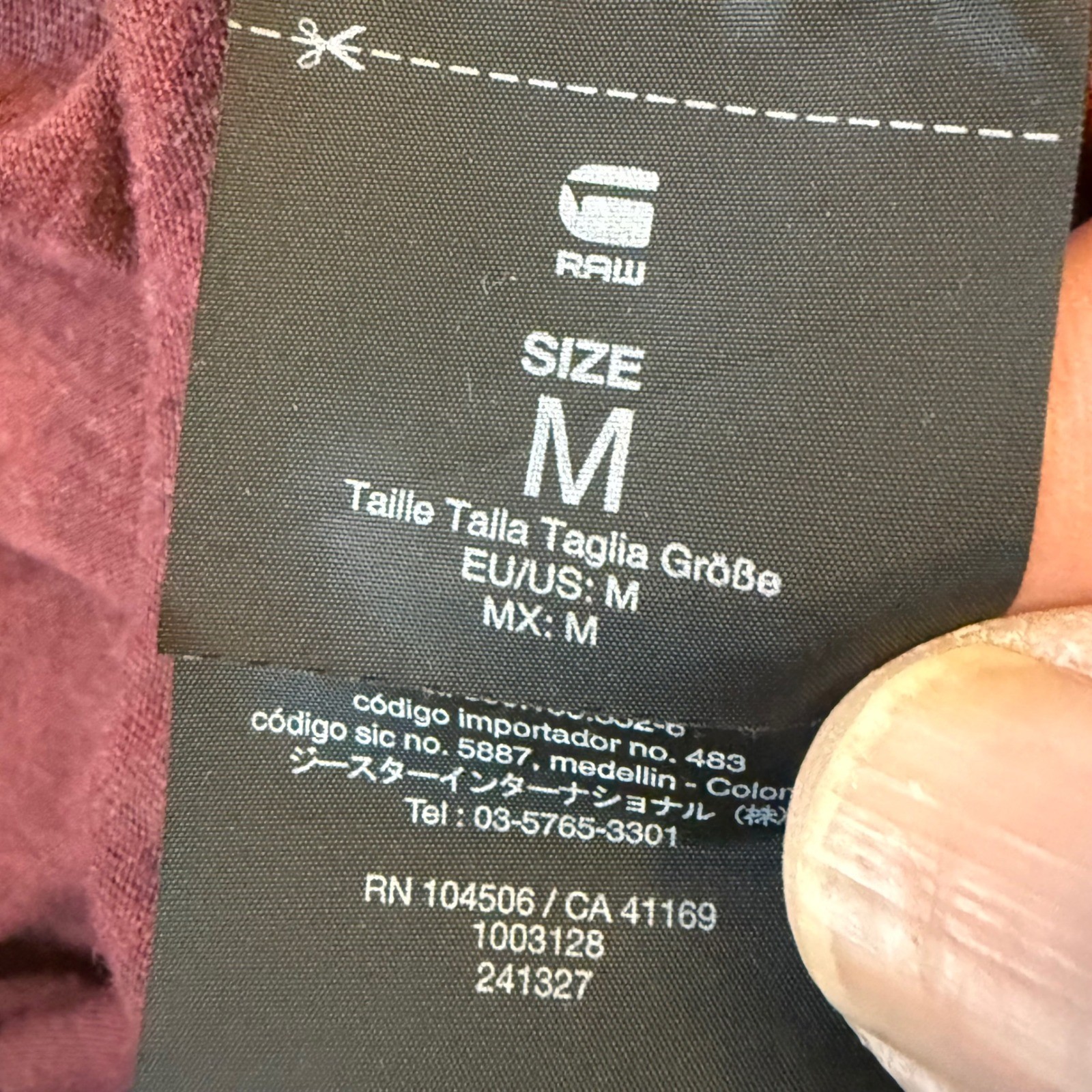 G-Star Raw Mens Graphic T-Shirt Burgundy Maroon RAW Logo Crew Neck Size M 2253