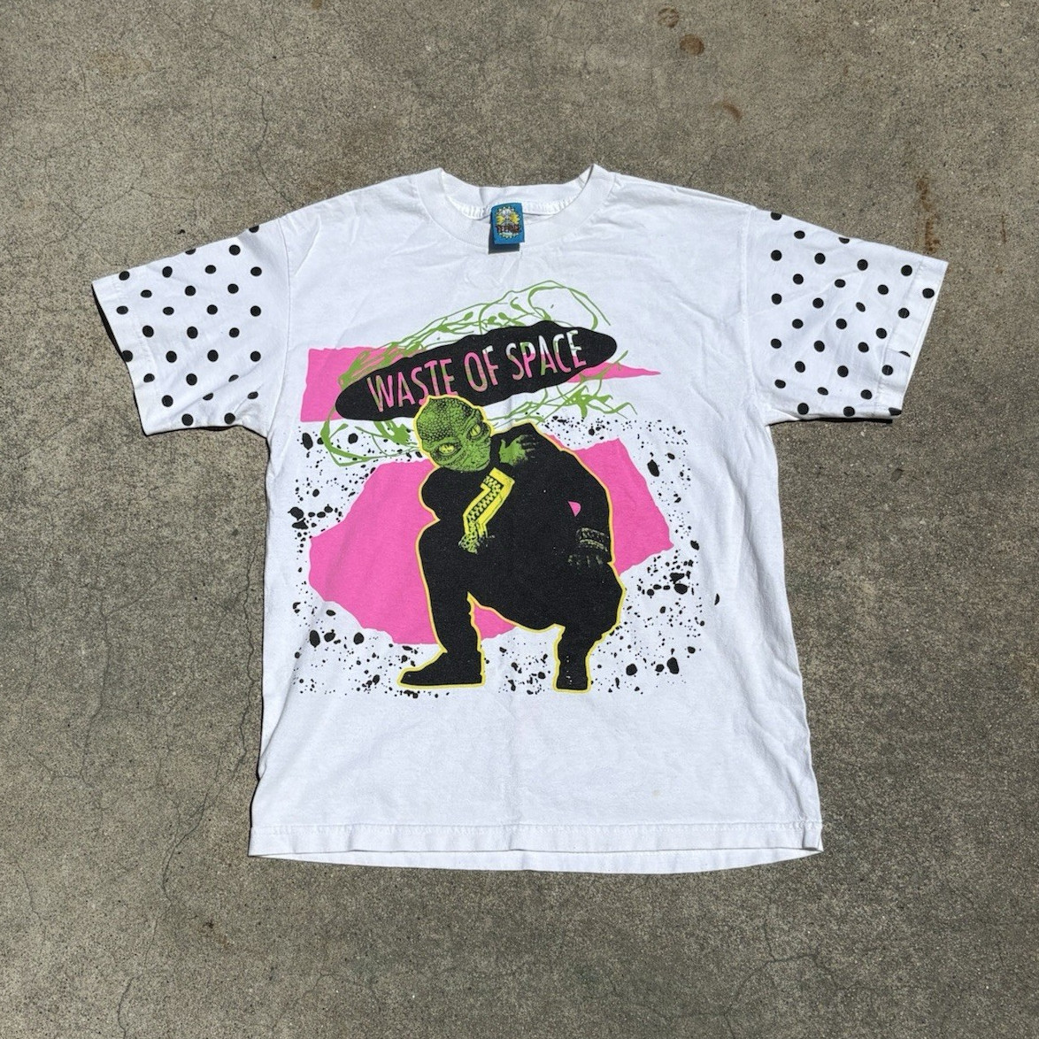 Vintage Teesnack Waste Of Space Alien Polka Dot Graphic T Shirt Size M White