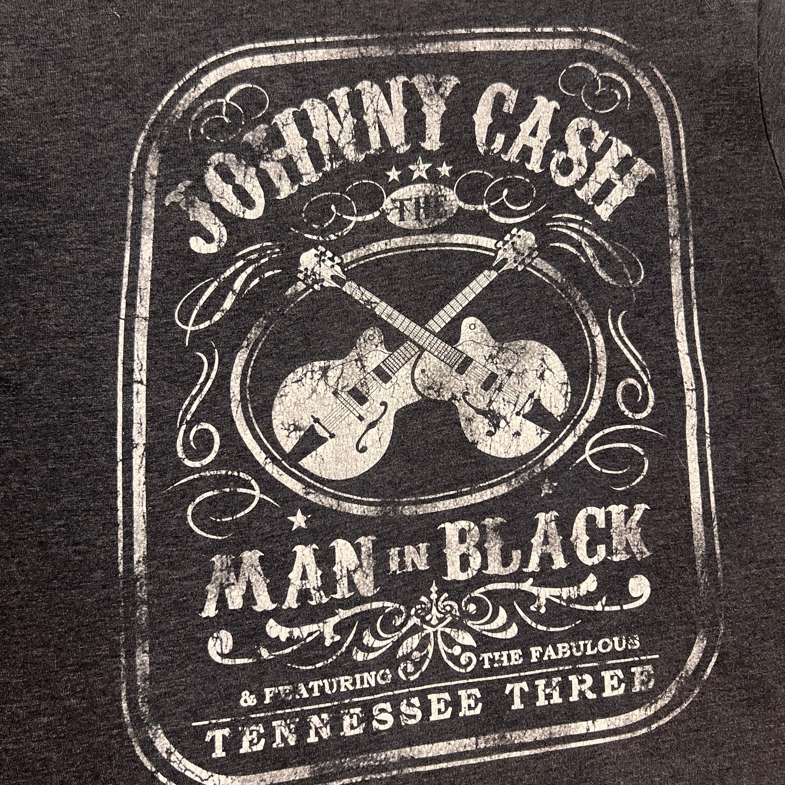 Johnny Cash Man in Charcoal Tshirt Mens Small