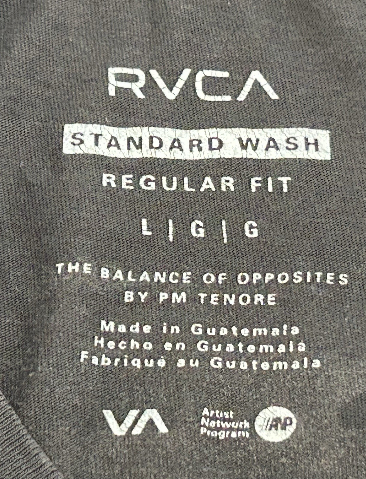 RVCA All The Way VA Graphic T-Shirt Mens Large Pirate Black PTK Camo Back Logo