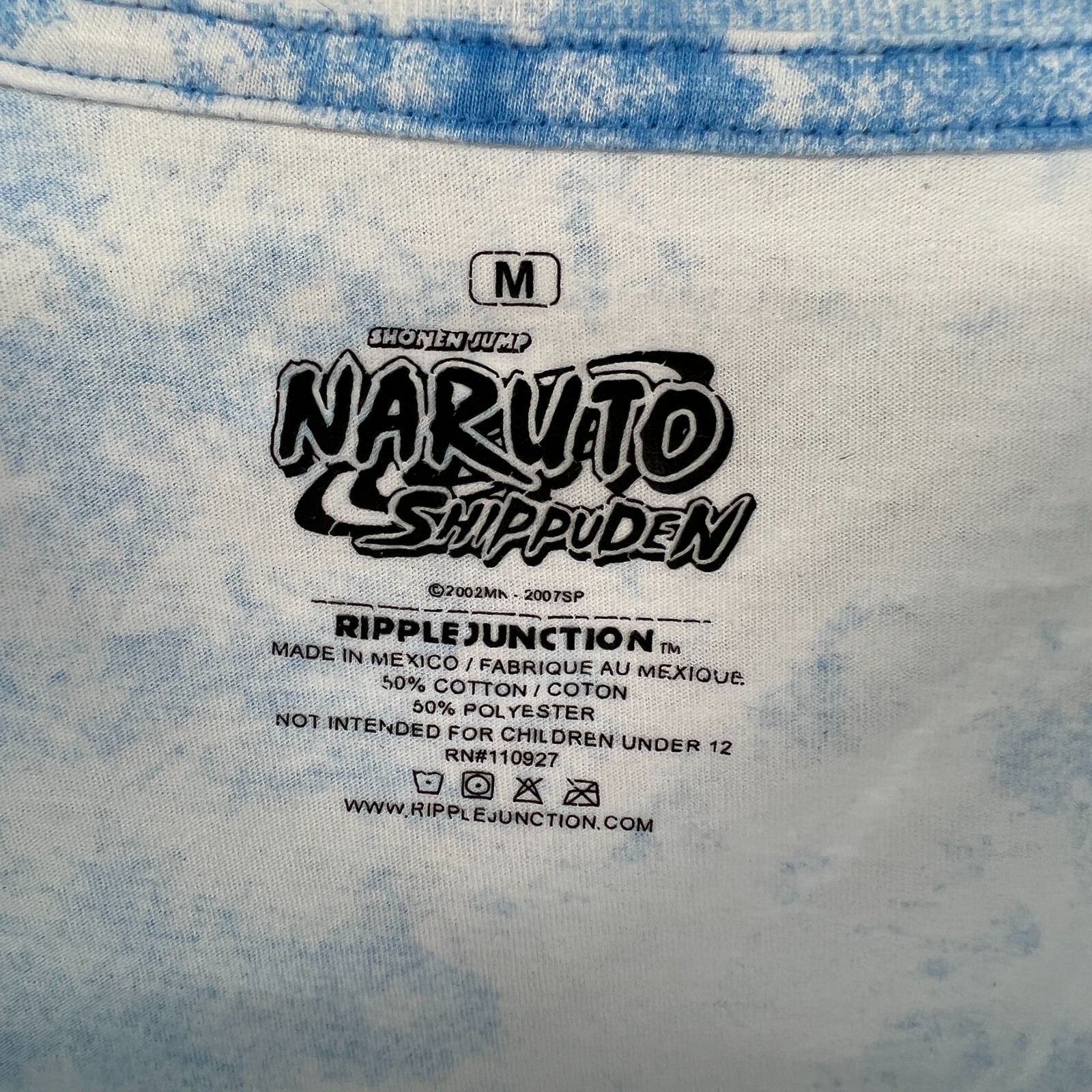 Naruto Shirt Medium Shippuden Blue Tie Dye Ripple Junction Tee Anime Crew Neck