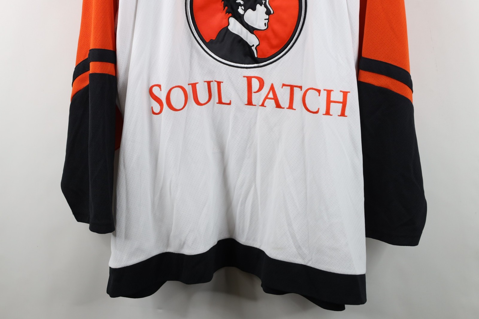 Vintage 90s CCM Mens XL Soul Patch Mesh Hockey Jersey Orange White Polyester