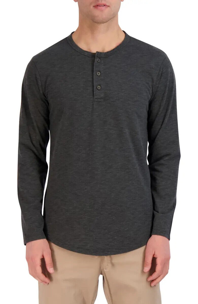 And Now This Men&rsquo;s Long Sleeve Henley T-Shirt in Black-Size 2XL