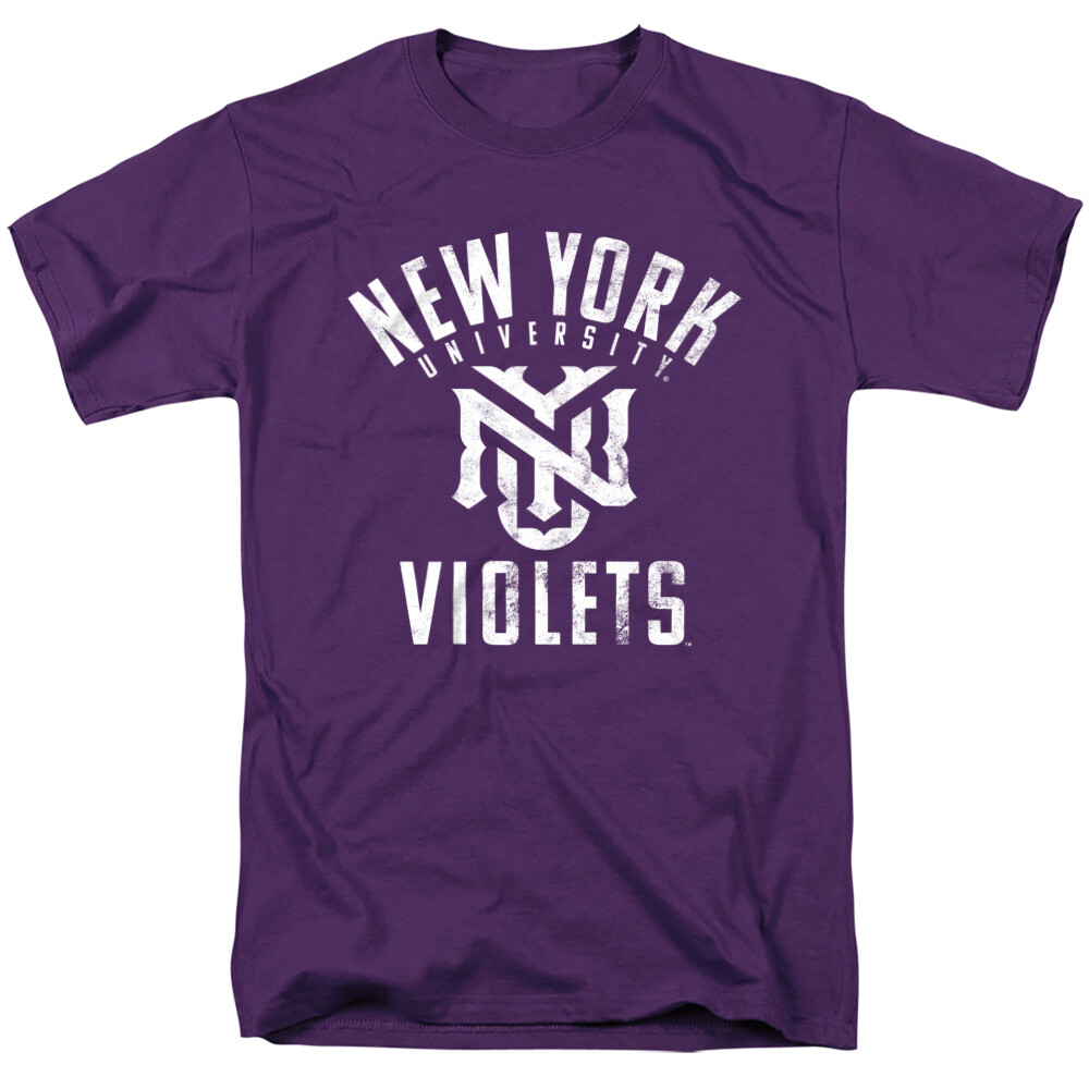 New York University Adult T-Shirt Violets Logo, Purple, S-4XL