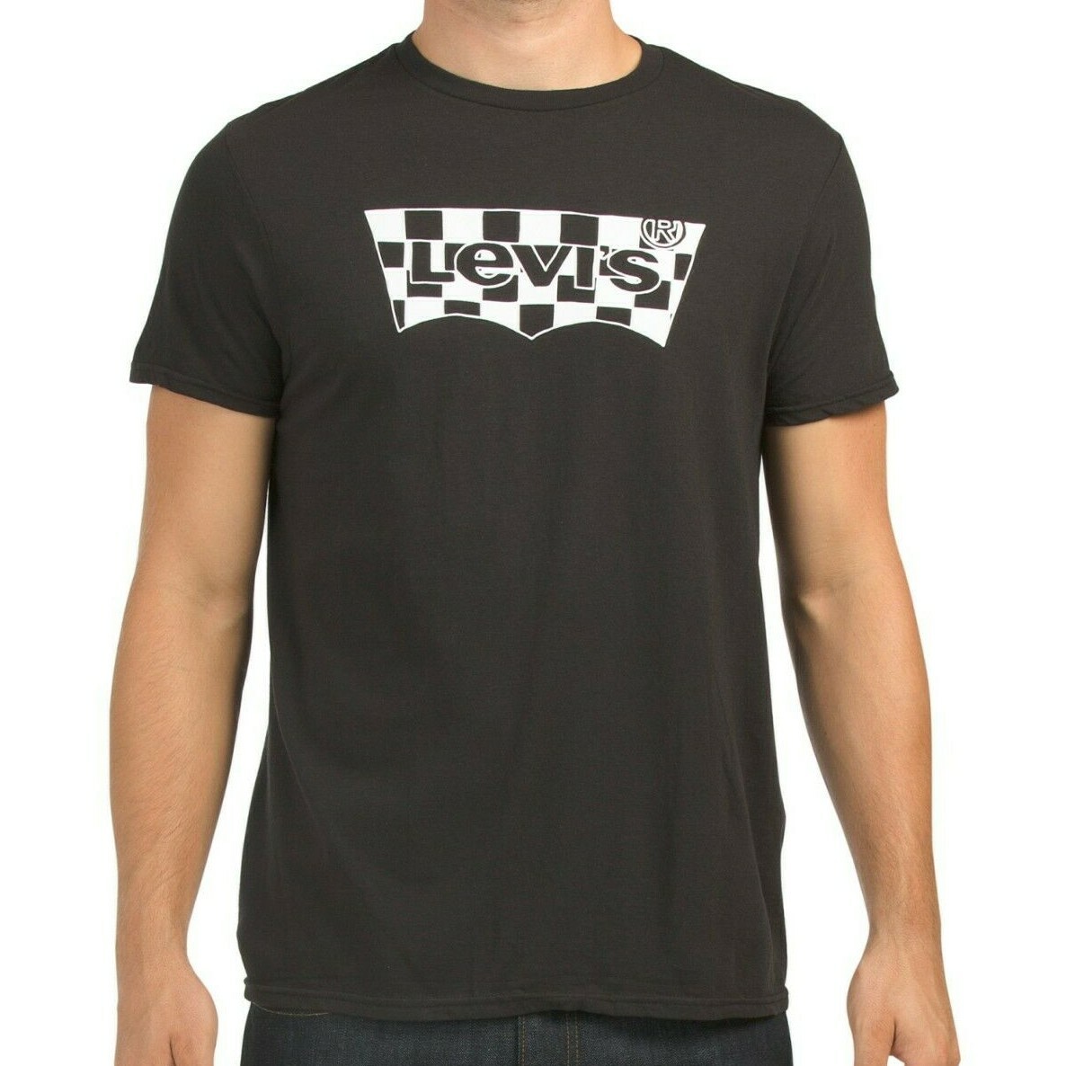 NWT LEVI&rsquo;S MSRP $28.99 DUBAI CHECK WING LOGO MEN&rsquo;S BLACK SHORT SLEEVE T-SHIRT S