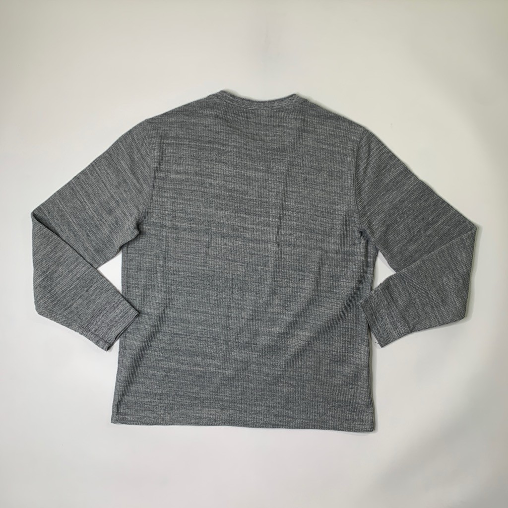 Vince Shirt Mens L Large Gray Thermal Knit Cotton Blend Crew Neck Long Sleeve