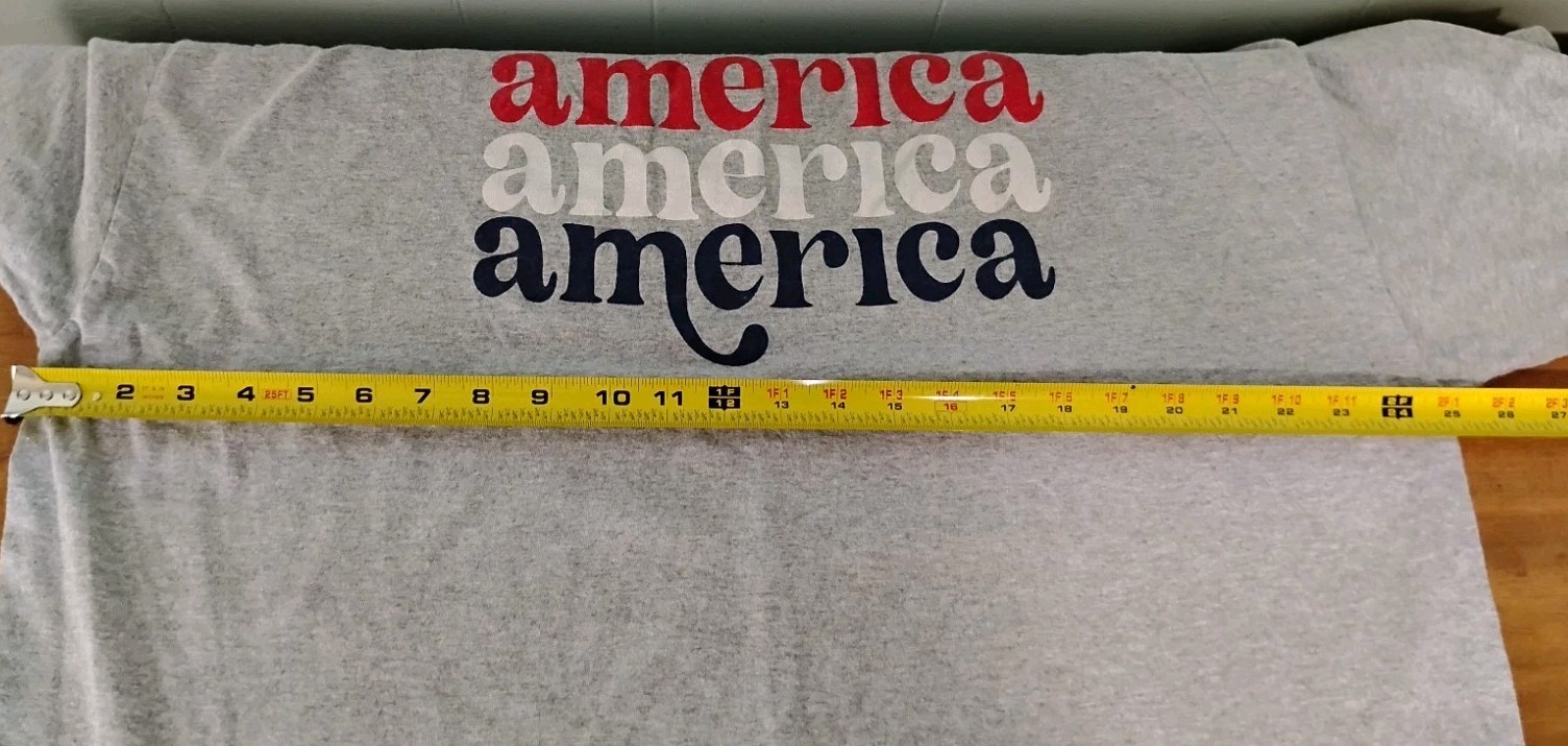Mens XXL Red White And Blue America T Shirt Short Sleeve Patriotic Gray