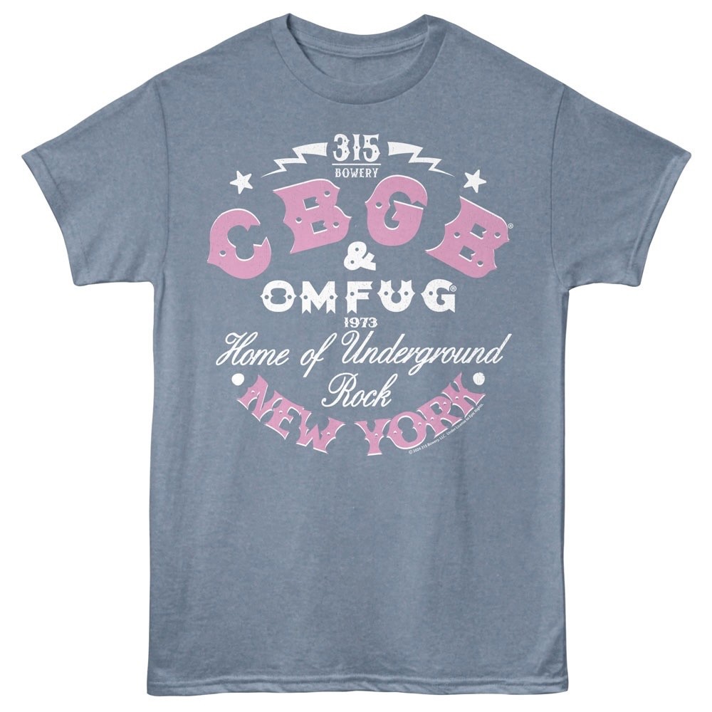 CBGB T-Shirt Mens 1973 315 BOWERY NYC PUNK ROCK New Official Indigo Heather