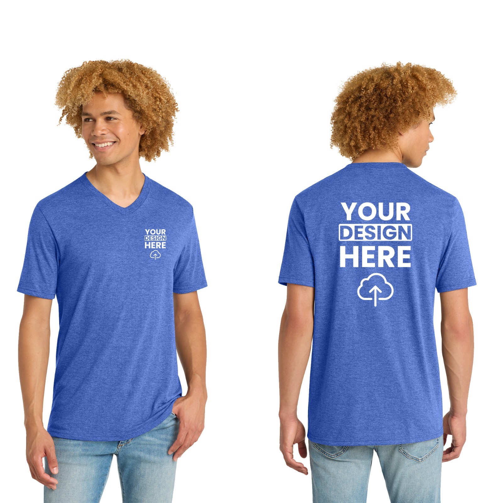 Custom Printed Mens District Perfect Tri V-Neck Tee Gift For Him DT1350 S-3XL