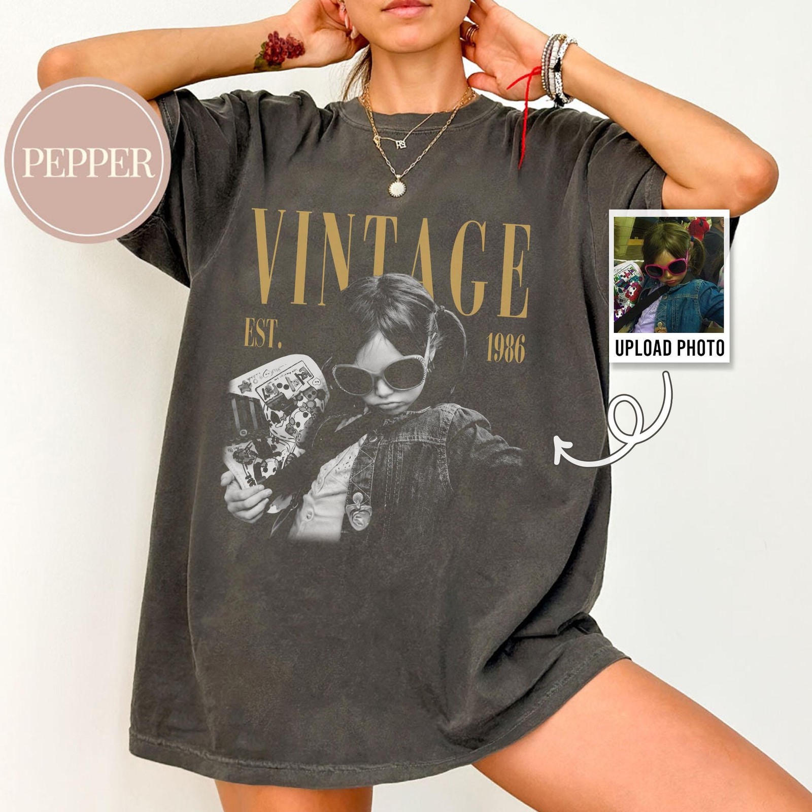 Personalized Vintage Photo Year Shirt Custom Birthday Gift Tee