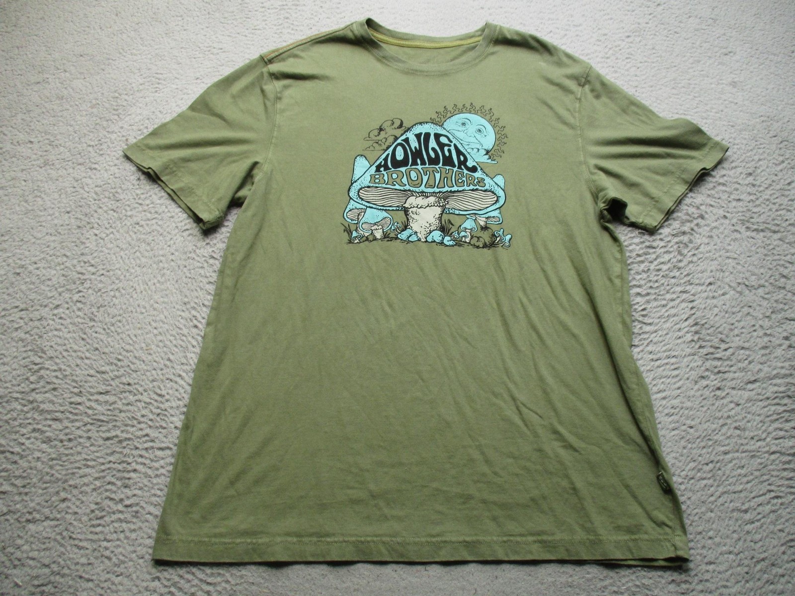 Howler Brothers Shirt Mens XL Green Mushroom Sun Graphic Tee Tagless Nature