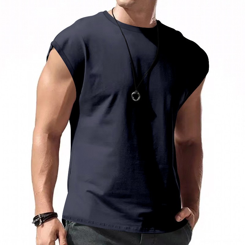 Men&rsquo;s Loose Short Sleeve T-Shirt round Neck Sleeveless Casual Breathable Summer