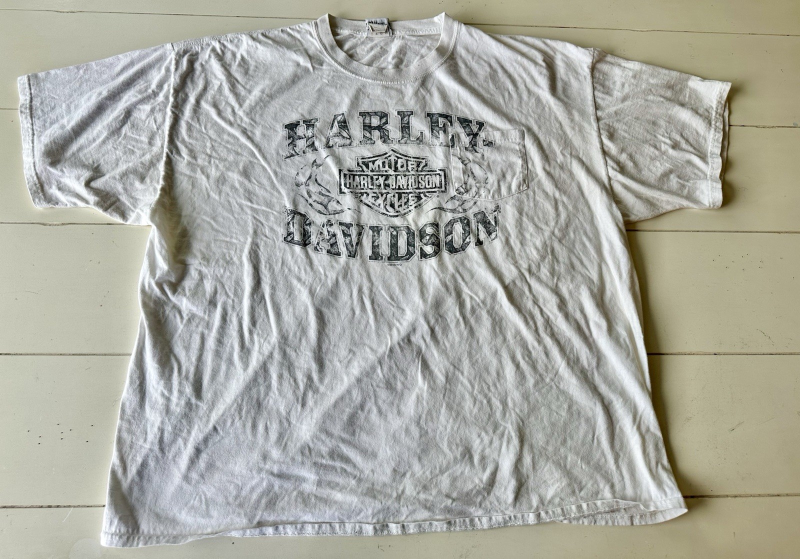Lone Wolf Harley Davidson Spokane Washington Biker T-shirt White Sz 3XL