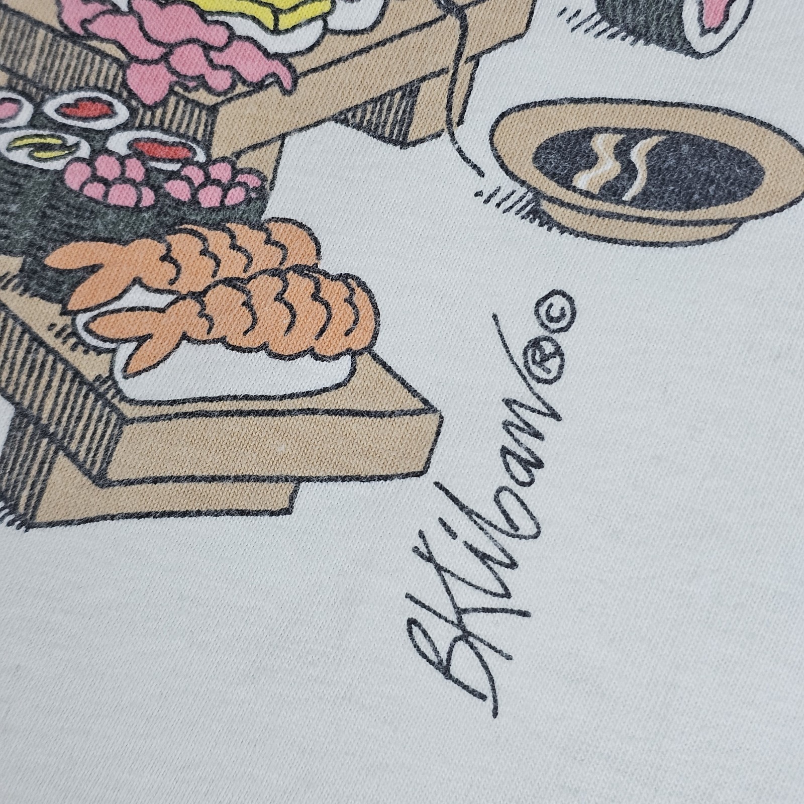 Crazy Shirts B. Kliban Cat Shirt Mens XXL White Graphic Tee Sushi Short Sleeve