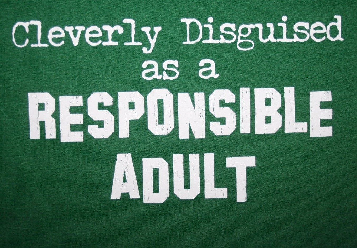 Small Responsible Adult Green White Cotton Crewneck T-Shirt Short Sleeve 1599