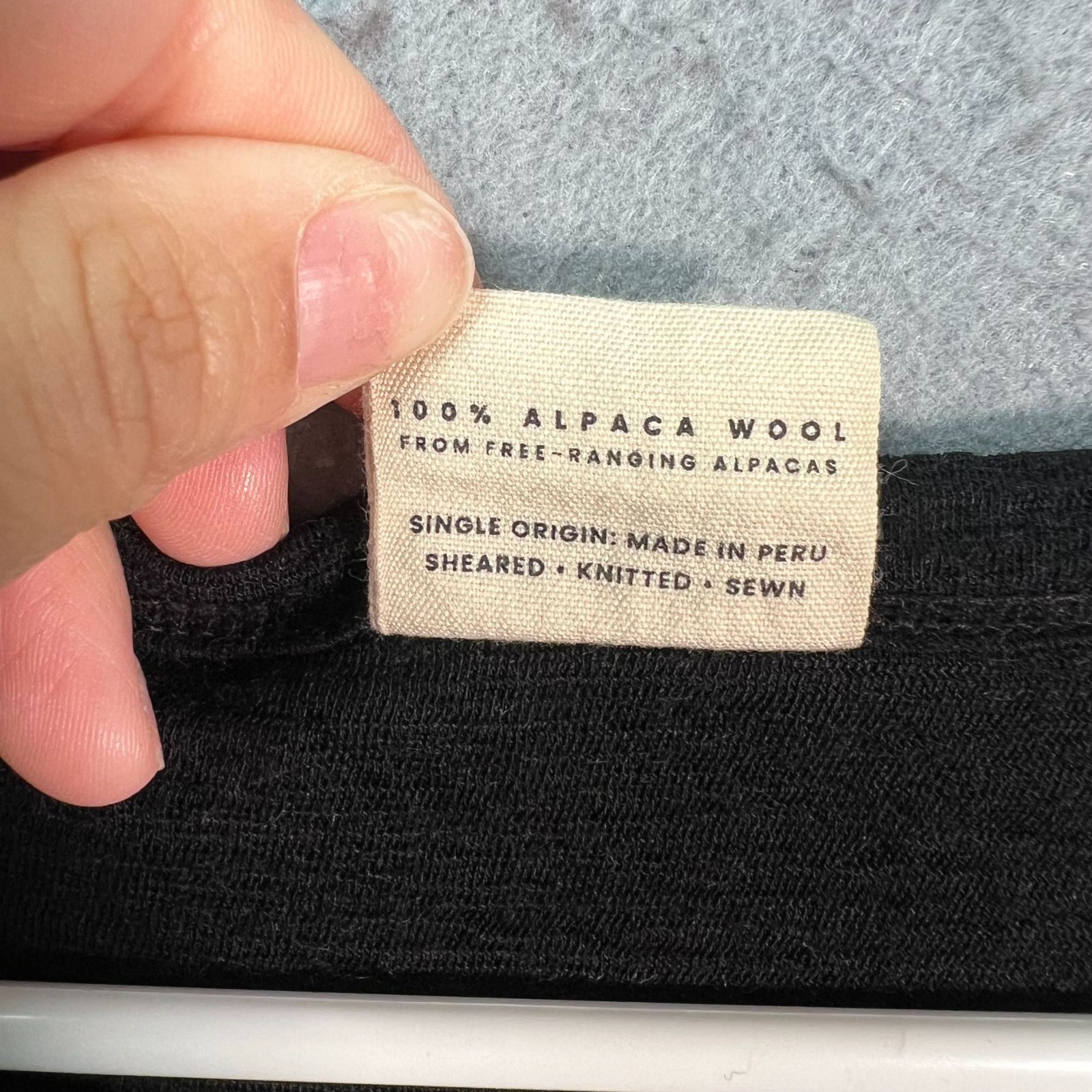 Arms Of Andes Black Alpaca Wool Pocket T-Shirt Size Medium Made In Peru