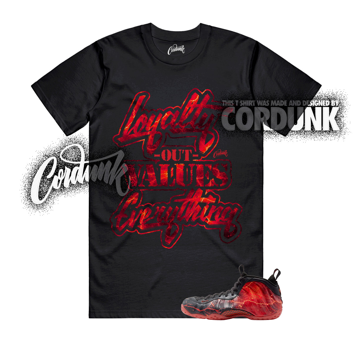 Foamposite One Stranger Black Bright Crimson Stormy Air T Shirt Match LYLTY
